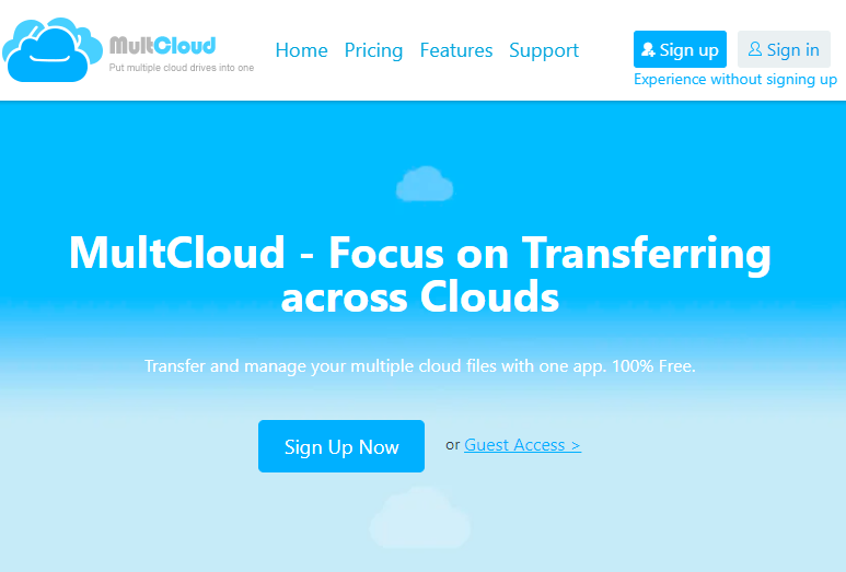 MultCloud：跨网盘传输文件在线服务，支持百度网盘！